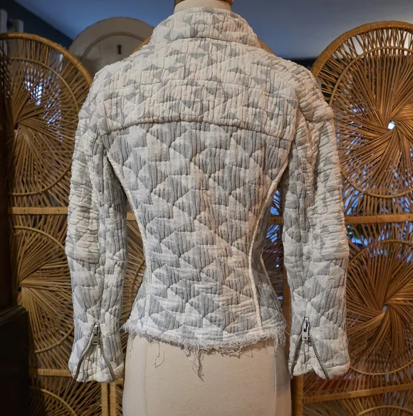 IRO Otavia Quilted Moto Jacket In Beige Multicolor Size French 36/US 4 - Picture 14 of 16